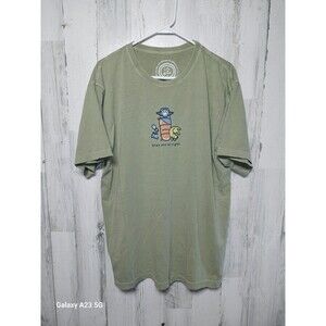 Life is Good T-Shirt Men's Olive XL Cotton Stay Out All Night Everyday Tee